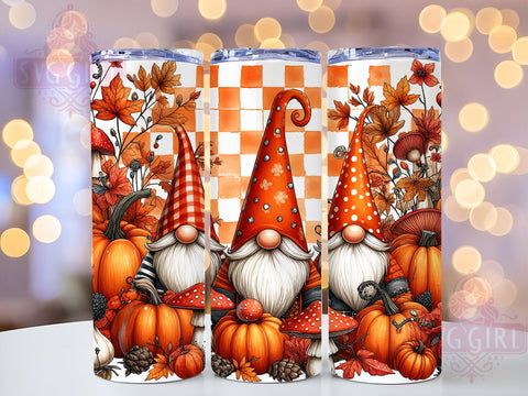 Fall Gnomes With Pumpkins 20oz Tumbler Wrap Sublimation Design, Straight Tapered Tumbler Wrap, Fall Gnomes Tumbler Png, Instant Digital Download Sublimation SvggirlplusArt 