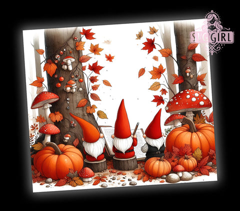 Fall Gnomes With Pumpkins 20oz Tumbler Wrap Sublimation Design, Straight Tapered Tumbler Wrap, Fall Gnomes Tumbler Png, Instant Digital Download Sublimation SvggirlplusArt 