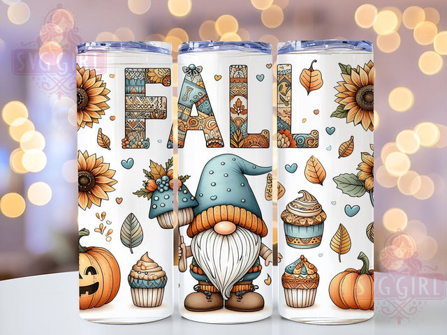 Fall Gnomes With Pumpkins 20oz Tumbler Wrap Sublimation Design, Straight Tapered Tumbler Wrap, Fall Gnomes Tumbler Png, Instant Digital Download Sublimation SvggirlplusArt 