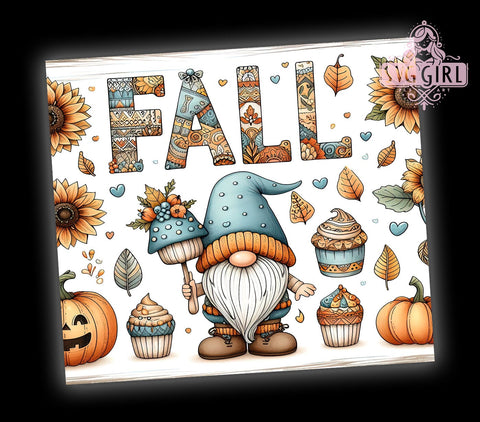 Fall Gnomes With Pumpkins 20oz Tumbler Wrap Sublimation Design, Straight Tapered Tumbler Wrap, Fall Gnomes Tumbler Png, Instant Digital Download Sublimation SvggirlplusArt 