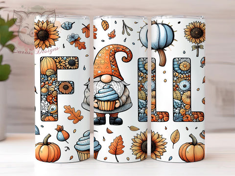 Fall Gnomes With Pumpkins Tumbler, Straight & Tapered Tumbler Png, Fall Gnomes Tumbler Png, Digital Download PNG Sublimation Lara' s Designs 