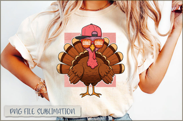 Fall Gobble Gobble Boy Turkey PNG Sublimation Shetara Begum 
