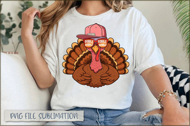 Fall Gobble Gobble Boy Turkey PNG Sublimation Shetara Begum 