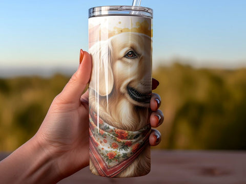 Fall Golden Retriever Digital Tumbler Sublimation Wrap Design Sublimation BijouBay 