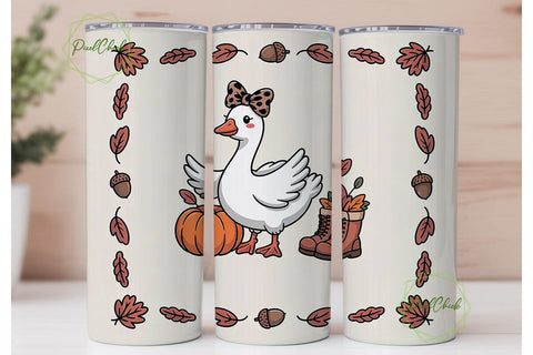 Fall Goose & Pumpkin 20oz Tumbler Wrap Sublimation PixelChick 