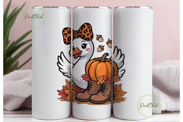 Fall Goose & Pumpkin 20oz Tumbler Wrap Sublimation PixelChick 