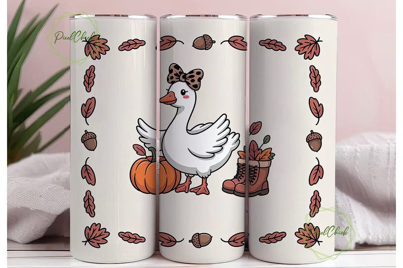 Fall Goose & Pumpkin 20oz Tumbler Wrap Sublimation PixelChick 