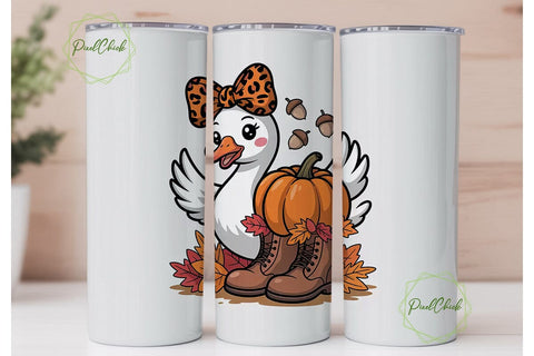 Fall Goose & Pumpkin 20oz Tumbler Wrap Sublimation PixelChick 