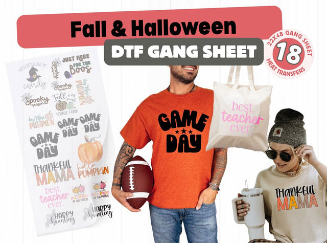 Fall & Halloween DTF Gang Sheet Physical So Fontsy T-Shirt Iron-On Transfer Shop 