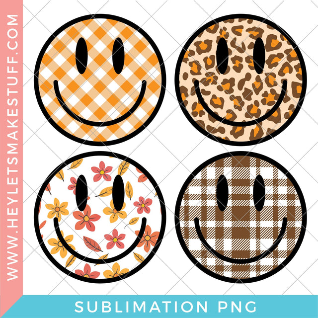 Fall Happy Face Sublimation Bundle Sublimation Hey Let's Make Stuff 
