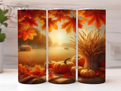 Fall Harvest Pumpkin Autumn Tumbler, Pumpkin Wrap Design, Autumn Sublimation PNG, Rustic Farmhouse Style, Cozy Fall Aesthetic, 20oz Tumbler Design, Thanksgiving Pumpkin Sublimation Lara' s Designs 