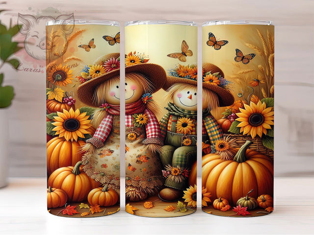 Fall Harvest Scarecrow Autumn Tumbler, Scarecrow Wrap Design, Autumn Sublimation PNG, Rustic Farmhouse Style, Thanksgiving Tumbler 20oz, Cozy Fall Aesthetic, Country Harvest Design Sublimation Lara' s Designs 