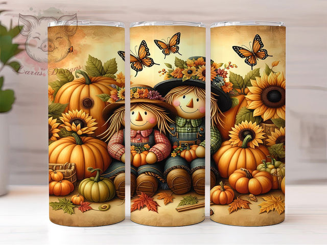 Fall Harvest Scarecrow Autumn Tumbler, Scarecrow Wrap Design, Autumn Sublimation PNG, Rustic Farmhouse Style, Thanksgiving Tumbler 20oz, Cozy Fall Aesthetic, Country Harvest Design Sublimation Lara' s Designs 