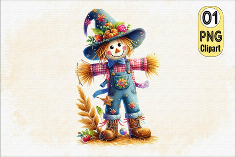 Fall Harvest Scarecrow Halloween Pumpkin Sublimation SVGArt 