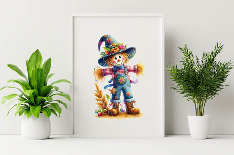 Fall Harvest Scarecrow Halloween Pumpkin Sublimation SVGArt 