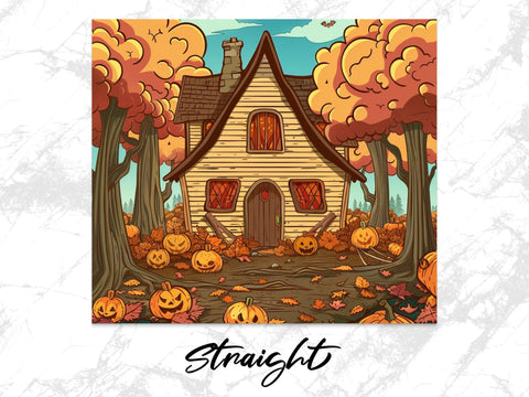 Fall Haunted House Pumpkin Forest Sublimation Tumbler Wrap Sublimation Fine Purple Elephant Creations 