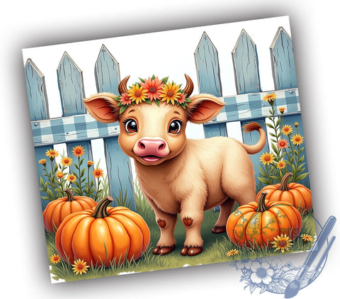Fall Highland Cow 20oz Skinny Tumbler PNG, Highland Cow Country Tumbler Sublimation Wrap, Straight & Tapered Tumbler Wrap, Instant Digital Download Sublimation ToriDesigns 