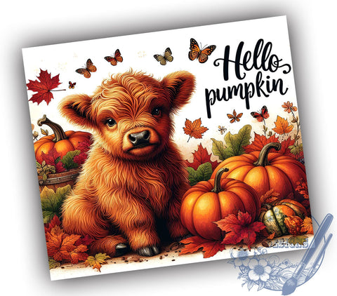Fall Highland Cow 20oz Skinny Tumbler PNG, Highland Cow Tumbler Wrap, Sublimation Design, Straight & Tapered Tumbler Wrap, Instant Digital Download Sublimation ToriDesigns 