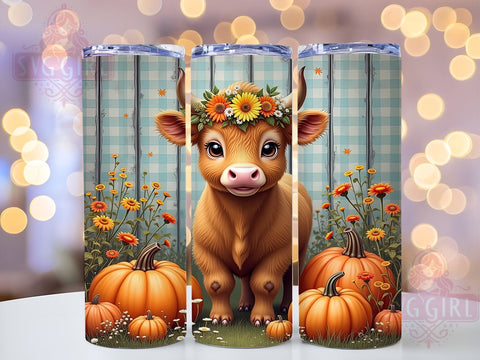 Fall Highland Cow 20oz Tumbler Wrap Sublimation Design, Straight Tapered Tumbler Wrap, Highland Cow Country Tumbler Png, Instant Digital Download Sublimation SvggirlplusArt 