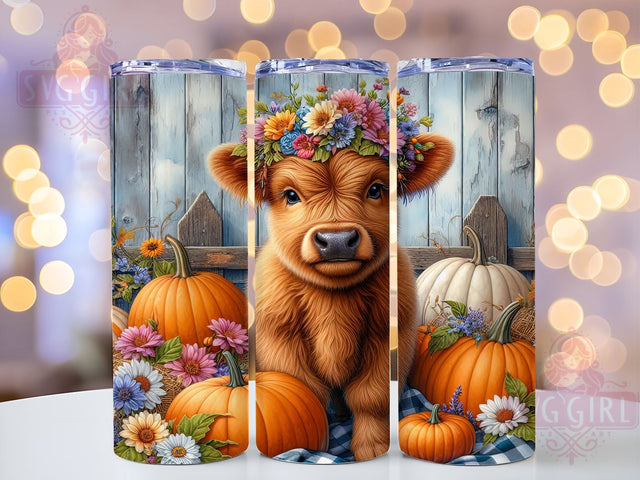 Fall Highland Cow 20oz Tumbler Wrap Sublimation Design, Straight Tapered Tumbler Wrap, Highland Cow Country Tumbler Png, Instant Digital Download Sublimation SvggirlplusArt 