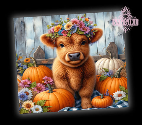 Fall Highland Cow 20oz Tumbler Wrap Sublimation Design, Straight Tapered Tumbler Wrap, Highland Cow Country Tumbler Png, Instant Digital Download Sublimation SvggirlplusArt 