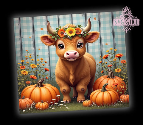 Fall Highland Cow 20oz Tumbler Wrap Sublimation Design, Straight Tapered Tumbler Wrap, Highland Cow Country Tumbler Png, Instant Digital Download Sublimation SvggirlplusArt 