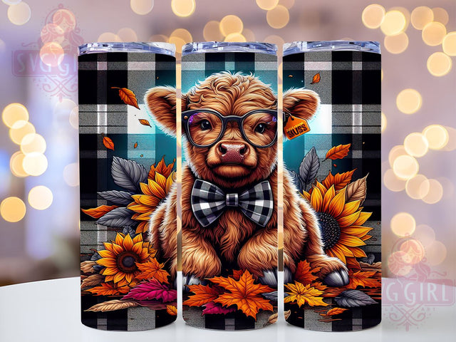 Fall Highland Cow 20oz Tumbler Wrap Sublimation Design, Straight Tapered Tumbler Wrap, Thanksgiving Cow Lover Tumbler Png, Instant Digital Download Sublimation SvggirlplusArt 