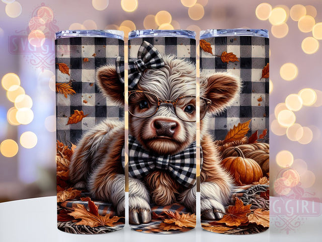 Fall Highland Cow 20oz Tumbler Wrap Sublimation Design, Straight Tapered Tumbler Wrap, Thanksgiving Cow Lover Tumbler Png, Instant Digital Download Sublimation SvggirlplusArt 