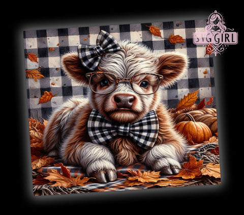 Fall Highland Cow 20oz Tumbler Wrap Sublimation Design, Straight Tapered Tumbler Wrap, Thanksgiving Cow Lover Tumbler Png, Instant Digital Download Sublimation SvggirlplusArt 