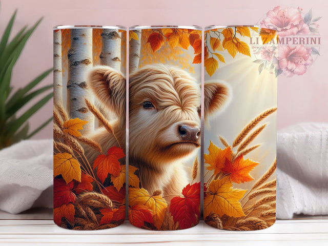 Fall Highland Cow Pumpkin Farm Tumbler, Autumn Farm Wrap, 20oz Sublimation PNG, Rustic Cow Mug, Pumpkin Cow Cup, Country Harvest Drinkware, Boho Fall Tumbler Sublimation Li Zamperini 
