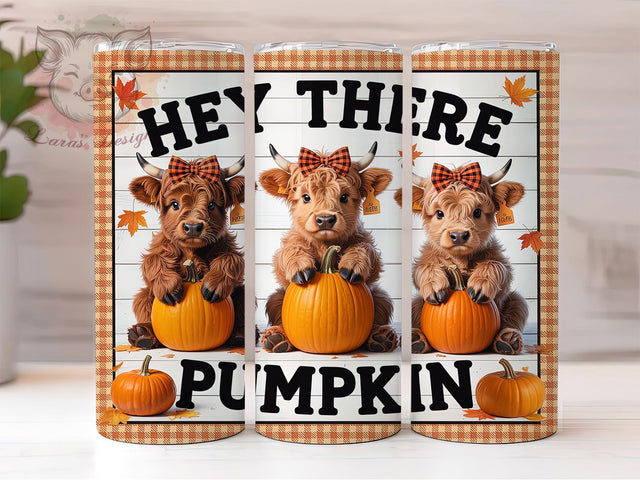Fall Highland Cow Pumpkin Season Tumbler, Hey There Pumpkin Cup Wrap, 20Oz Sublimation Design, Rustic Autumn Coffee Mug, Farmhouse Fall Drinkware, Pumpkin Season Gift, Harvest Time Tumbler Sublimation Lara' s Designs 