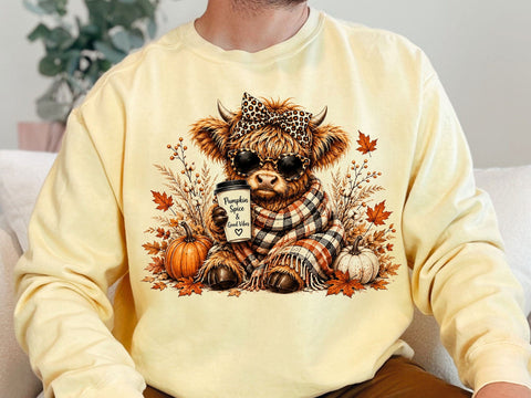Fall Highland Cow Pumpkin Spice PNG Art SVG artprintfile 