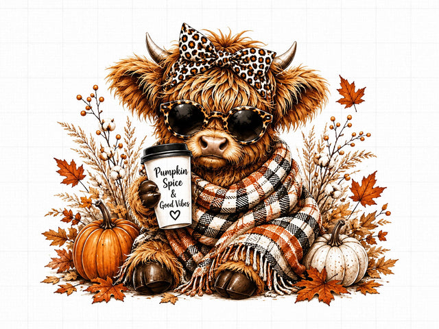 Fall Highland Cow Pumpkin Spice PNG Art SVG artprintfile 
