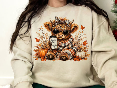 Fall Highland Cow Pumpkin Spice PNG Art SVG artprintfile 