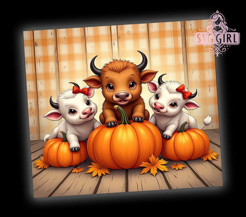 Fall Highland Cows 20oz Tumbler Wrap Sublimation Design, Straight Tapered Tumbler Wrap, Country Farm Autumn Leaves Tumbler Png, Instant Digital Download Sublimation SvggirlplusArt 