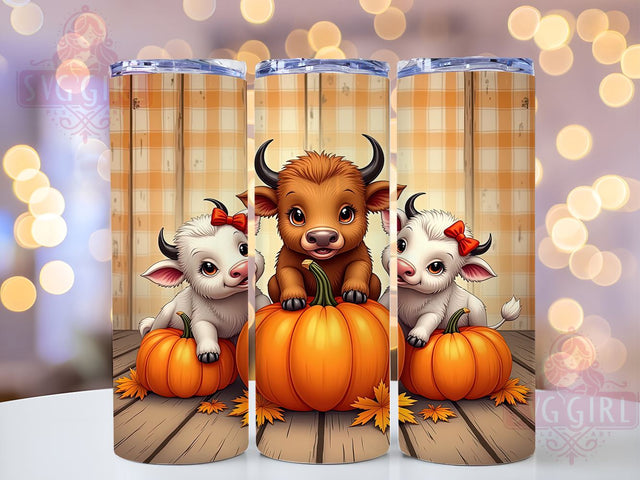 Fall Highland Cows 20oz Tumbler Wrap Sublimation Design, Straight Tapered Tumbler Wrap, Country Farm Autumn Leaves Tumbler Png, Instant Digital Download Sublimation SvggirlplusArt 