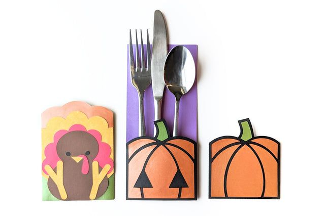 Fall Holiday Silverware Sleeve SVG Duo 3D Paper Risa Rocks It 