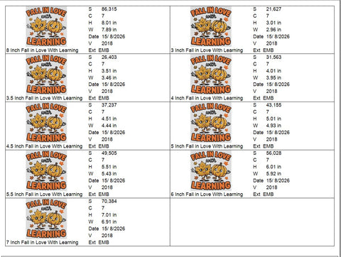 Fall in Love with Learning Machine Embroidery Design – Cute Pumpkin & Maple Leaf Back to School File Embroidery/Applique DESIGNS PatternFeed8 