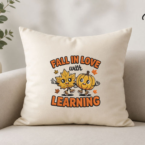 Fall in Love with Learning Machine Embroidery Design – Cute Pumpkin & Maple Leaf Back to School File Embroidery/Applique DESIGNS PatternFeed8 