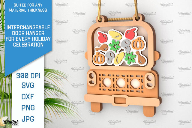 Fall Interchangeable Decor Laser Cut. Autumn Door Hanger SVG SVG Evgenyia Guschina 