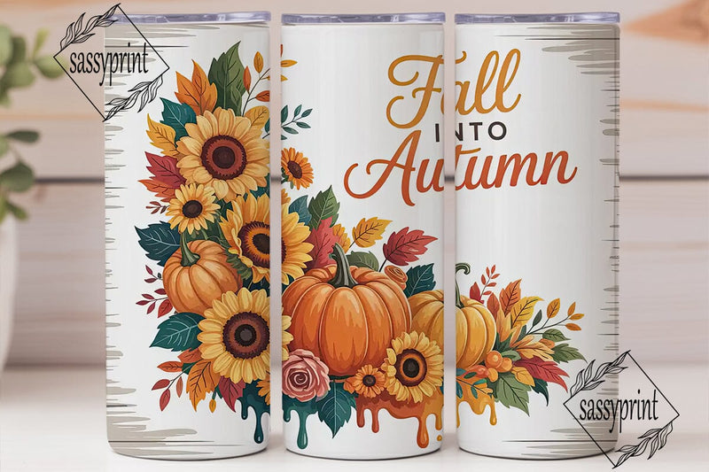 Fall into Autumn 20oz Tumbler Wrap Sublimation sassyprint 