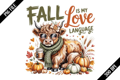 Fall Is My Love Language Cow PNG Designs SVG shah alam 