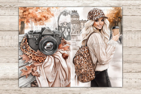 Fall Junk Journal Pages | City Autumn Travel Scrapbook Kit SVG GlamArtZhanna 