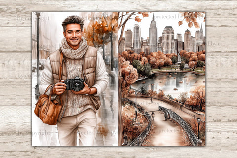 Fall Junk Journal Pages | City Autumn Travel Scrapbook Kit SVG GlamArtZhanna 