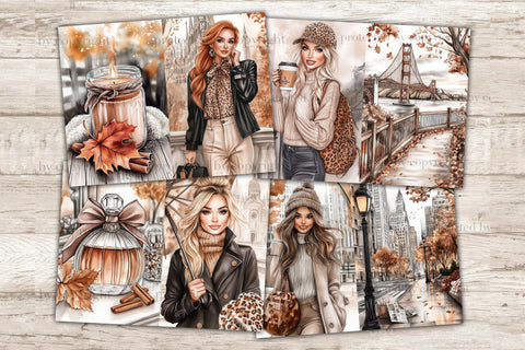 Fall Junk Journal Pages | City Autumn Travel Scrapbook Kit SVG GlamArtZhanna 