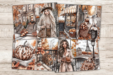 Fall Junk Journal Pages | City Autumn Travel Scrapbook Kit SVG GlamArtZhanna 