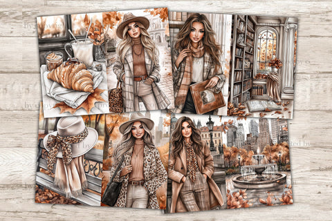 Fall Junk Journal Pages | City Autumn Travel Scrapbook Kit SVG GlamArtZhanna 