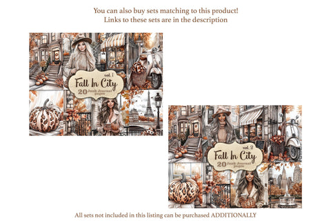 Fall Junk Journal Pages | City Autumn Travel Scrapbook Kit SVG GlamArtZhanna 