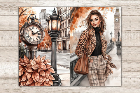 Fall Junk Journal Pages | City Autumn Travel Scrapbook Kit SVG GlamArtZhanna 