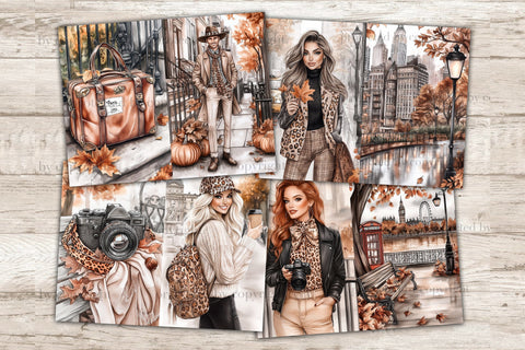 Fall Junk Journal Pages | City Autumn Travel Scrapbook Kit SVG GlamArtZhanna 
